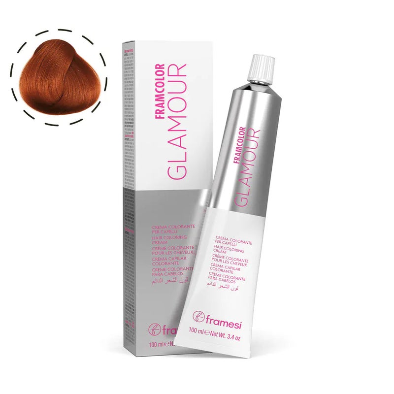 Framesi Morphosis Framesi FRAMCOLOR GLAMOUR 7.46 Medium Amber Blonde 100ml — Warm Amber‑Tinted Blonde for Salon Use - Image 1