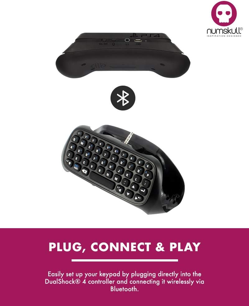 Numskull Sony PlayStation 4 Bluetooth Wireless Mini Keyboard Gadget, Wireless Bluetooth Chat Pad with Voice Chat Speaker for PS4 DualShock 4 Controller - Image 3
