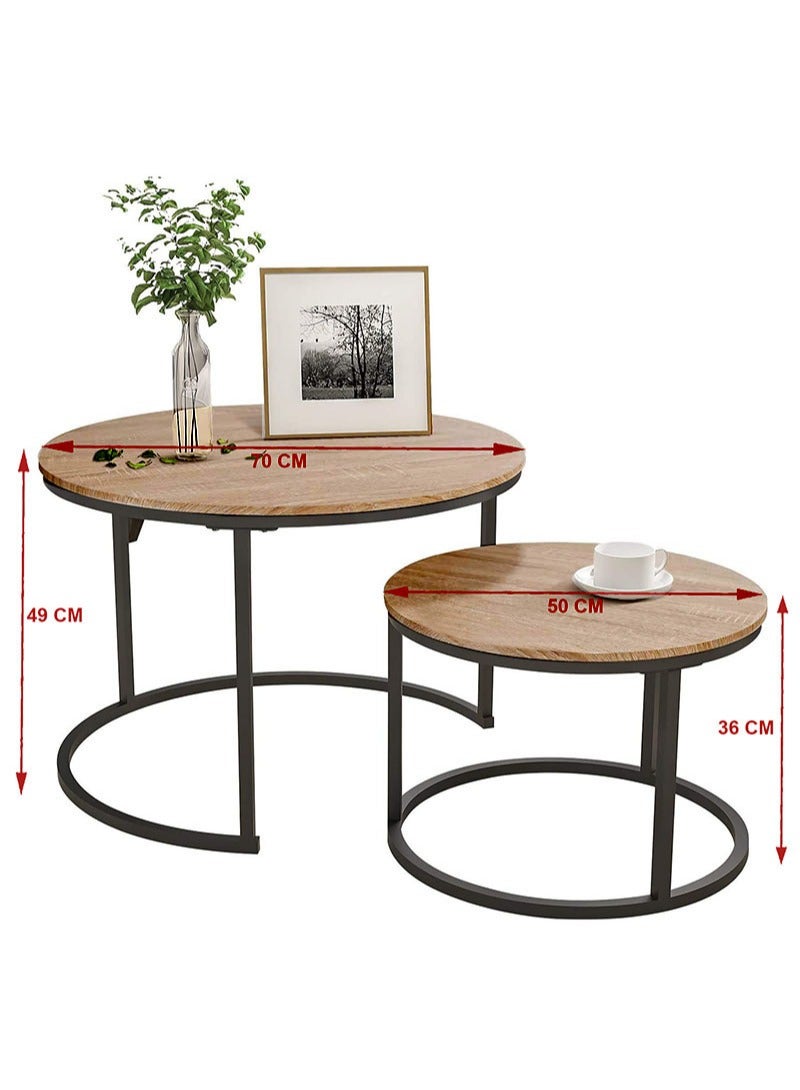 إيه جي دي مجموعة من طاولتين للقهوة وطاولة جانبية للوجبات الخفيفة لغرفة المعيشة وغرفة النوم - Image 5