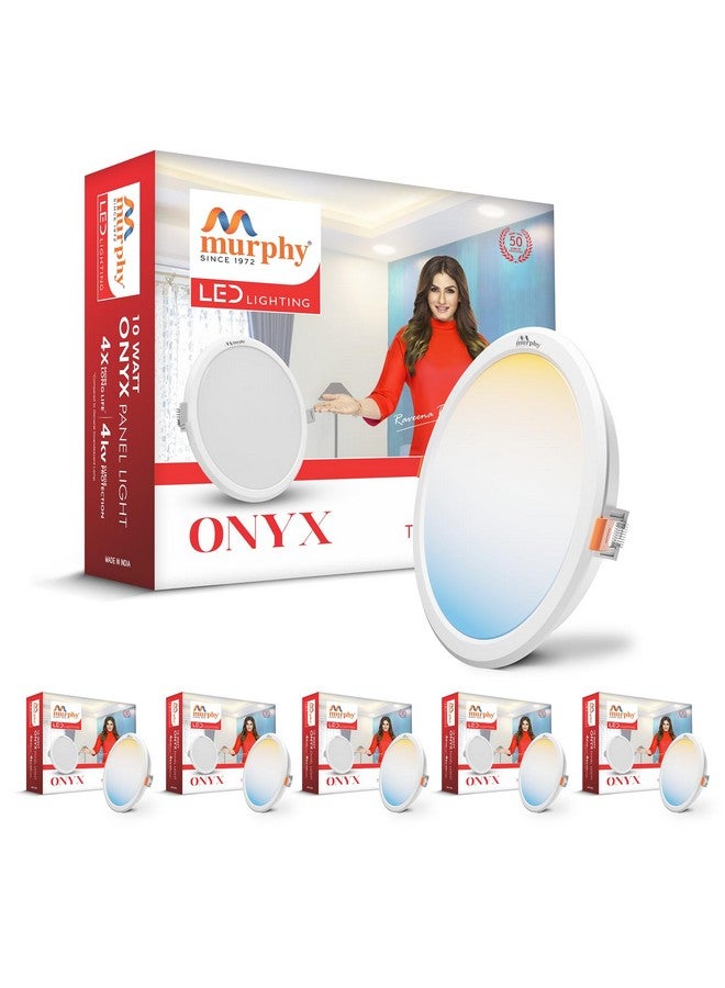 Murphy 10W Recessed Round Trimless LED Panel Light | 3-in-1 Colour Changing - Cool White/Neutral White/Warm White - Pack of 6 - Image 1