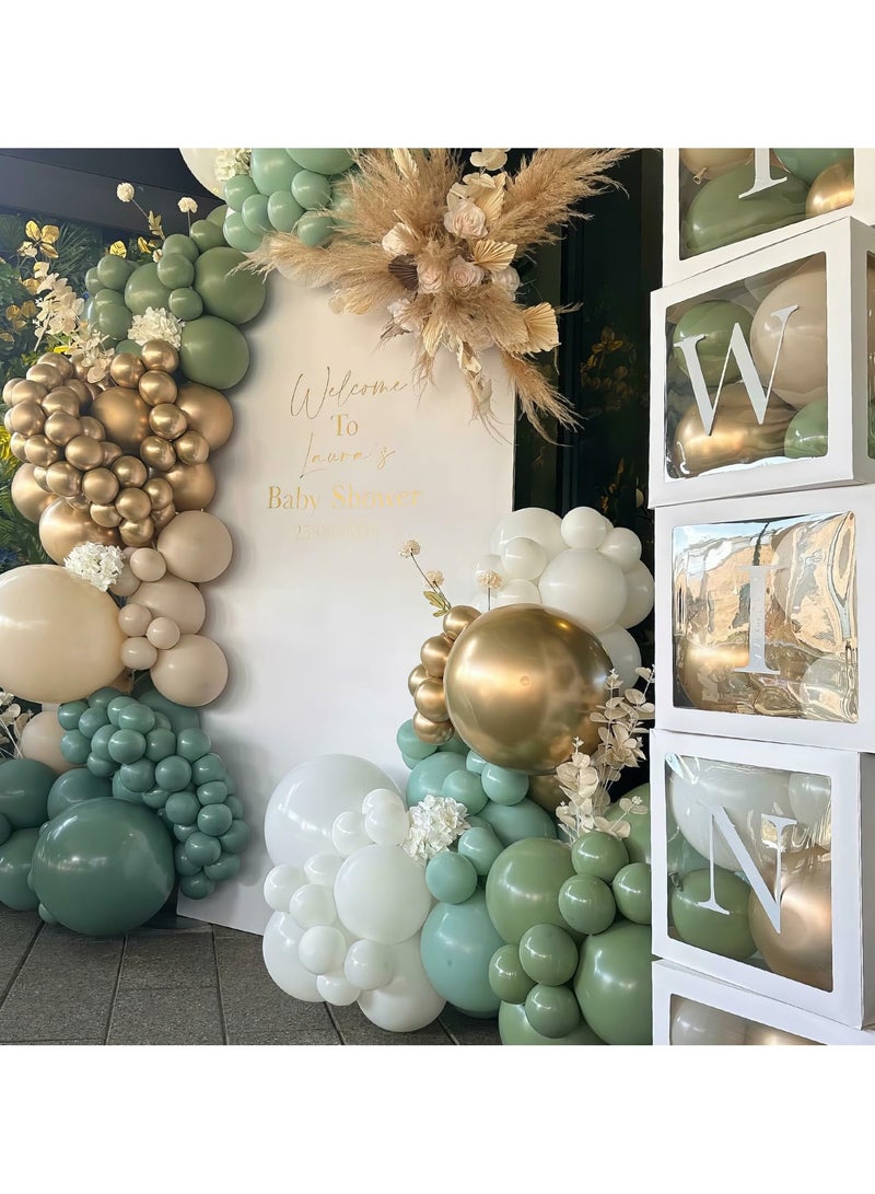 Dusty Blue Sage Green Balloon Arch Kit Slate Blue Pastel Green White Sand Gold Balloons Garland 98 Pcs Fog Blue Green Beige Balloon for Jungle Safari Birthday Baby Shower Wedding Party Decor - Image 3