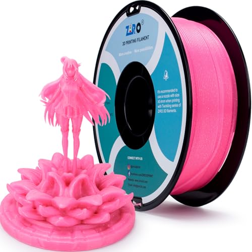 ZIRO Sparkle PLA Filament 1.75mm, Shiny Glitter with Transluent PLA Base, Twinkling 3D Printer Filament, Galaxy Colorful Printing Material, 1kg/2.2lbs Spool, Twinkling Pink - Image 1