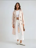 HICCUP Double-Breasted Belted Long Trench Coat