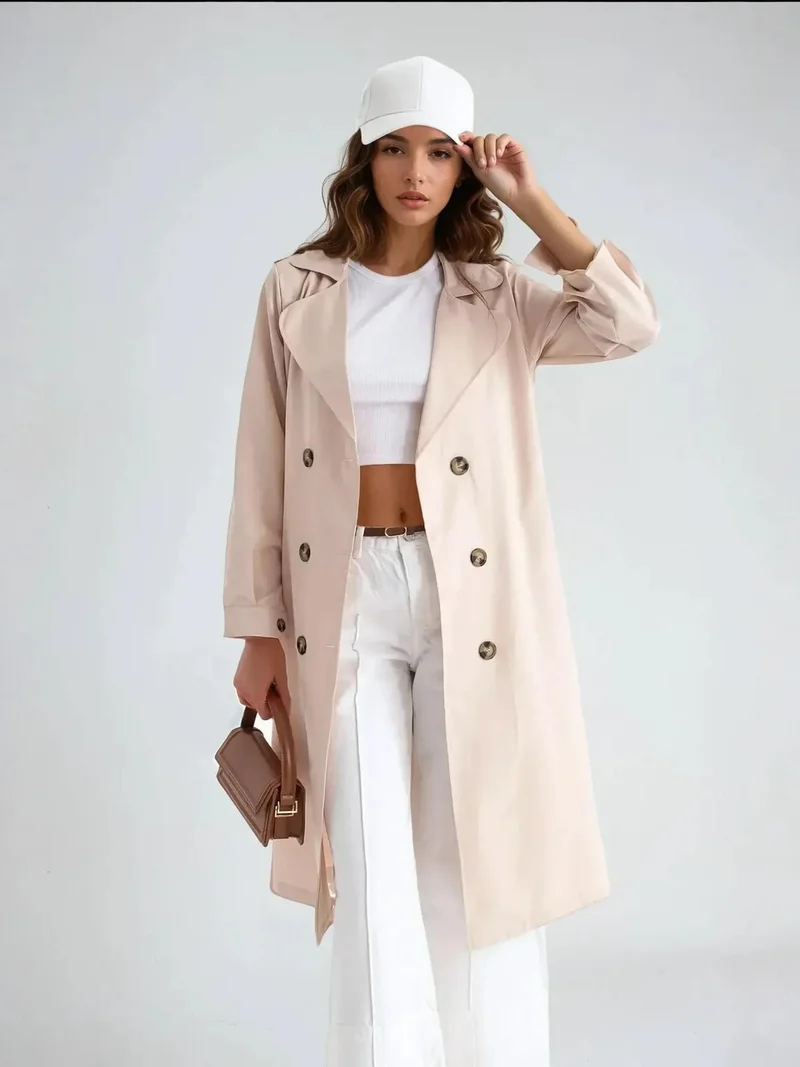 HICCUP  Double-Breasted Belted Long Trench Coat for Women | Best Price UAE