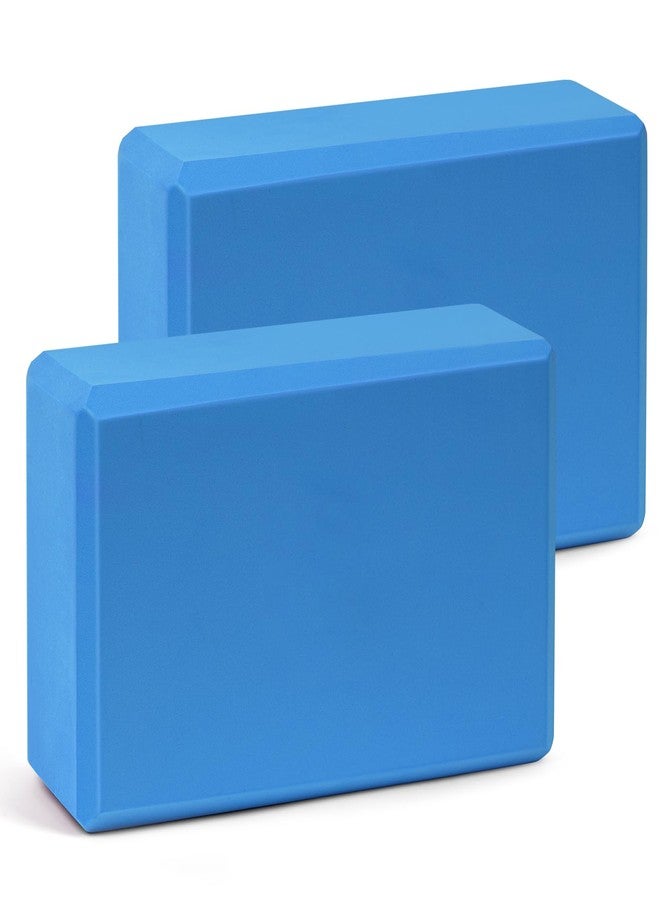 Flintronic Yoga Blocks Set of 2, Sports Yoga Blocks, Gym Bricks, Non-Slip Lightweight Yoga Block, High-Density EVA Foam Yoga Block for Yoga Pilates Training and Home Exercise, Blue - Image 1