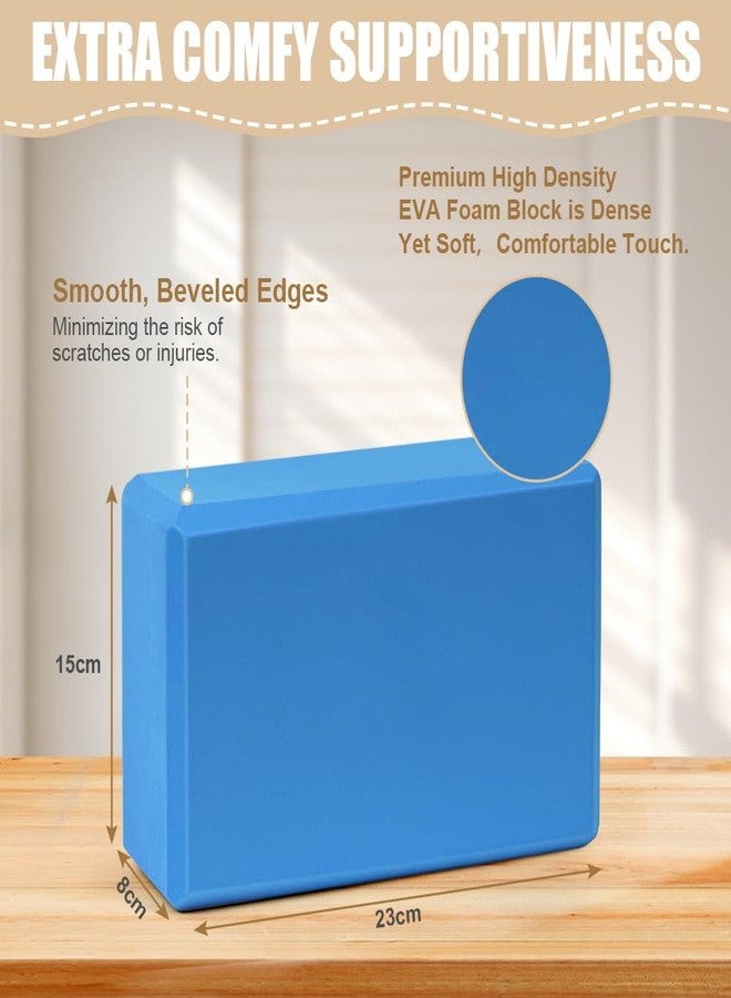 Flintronic Yoga Blocks Set of 2, Sports Yoga Blocks, Gym Bricks, Non-Slip Lightweight Yoga Block, High-Density EVA Foam Yoga Block for Yoga Pilates Training and Home Exercise, Blue - Image 2