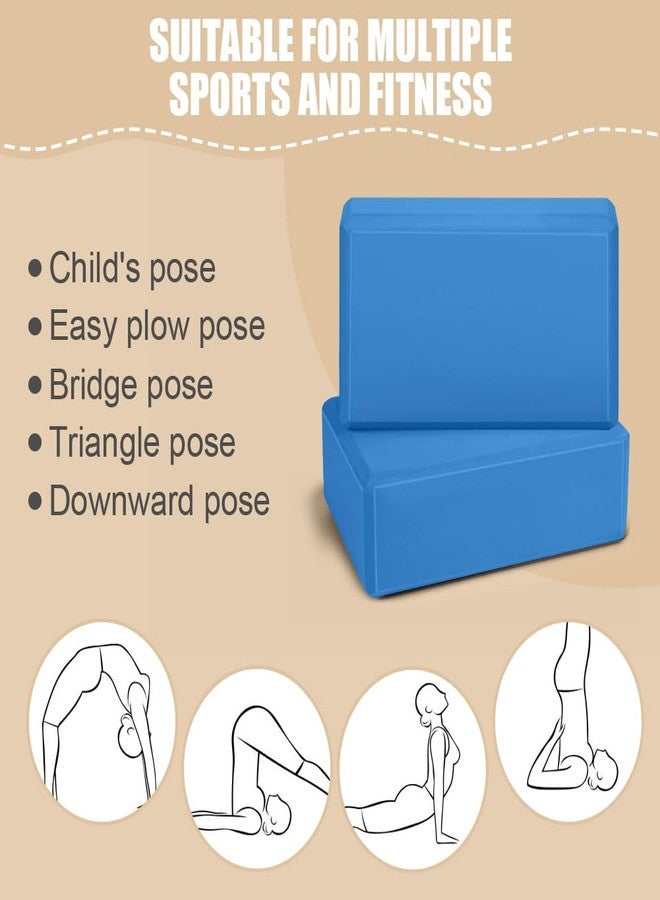 Flintronic Yoga Blocks Set of 2, Sports Yoga Blocks, Gym Bricks, Non-Slip Lightweight Yoga Block, High-Density EVA Foam Yoga Block for Yoga Pilates Training and Home Exercise, Blue - Image 5