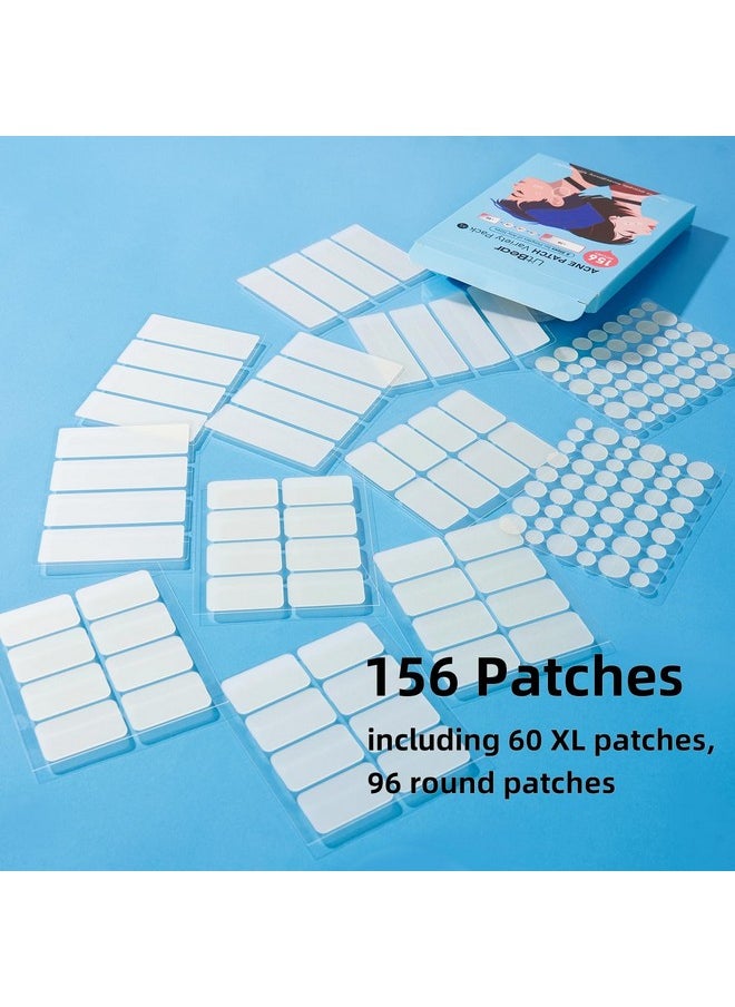 LitBear LitBear Large Pimple Patches, 5 Sizes 156 Patches Big Acne Patches, 60 XL Hydrocolloid Bandages for Full Face, Forehead, Chin, Nose, Body, Back, Neck & Chest, Stirp, Square Large hydrocolloid Patch  - Image 3