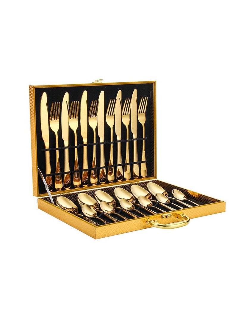 cosyinn 24-piece Stainless Steel Cutlery Set Gold - Image 1