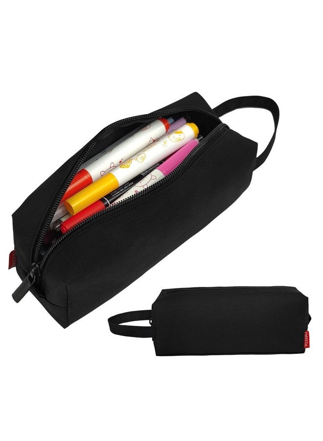 Fmeida Pencil Case Pouch - Water Resistant Pencil Pouch Portable Pencil Bag Simple Office Stationery Pouch With Handle Back To School Supplies - Black  - Image 1