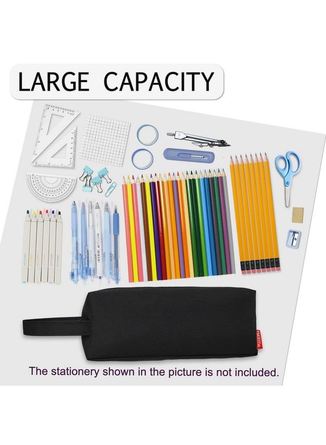 Fmeida Pencil Case Pouch - Water Resistant Pencil Pouch Portable Pencil Bag Simple Office Stationery Pouch With Handle Back To School Supplies - Black  - Image 2