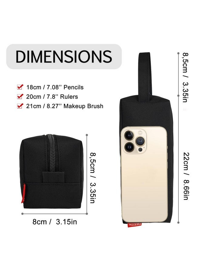 Fmeida Pencil Case Pouch - Water Resistant Pencil Pouch Portable Pencil Bag Simple Office Stationery Pouch With Handle Back To School Supplies - Black  - Image 3