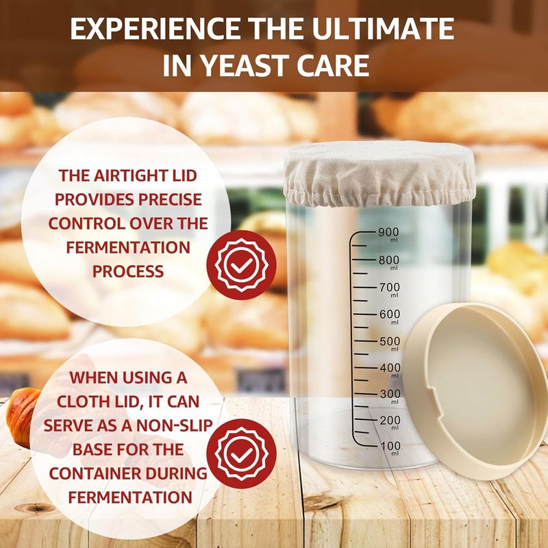 windforgecraft Sourdough Starter Jar Kit 1000ml Sourdough Starter Container Clear Sourdough Glass Jar with Silicone Lid Spatula Feeding Band Wide Mouth Glass Sourdough Fermentation Jar for Bread Baking (Style 3) - Image 3
