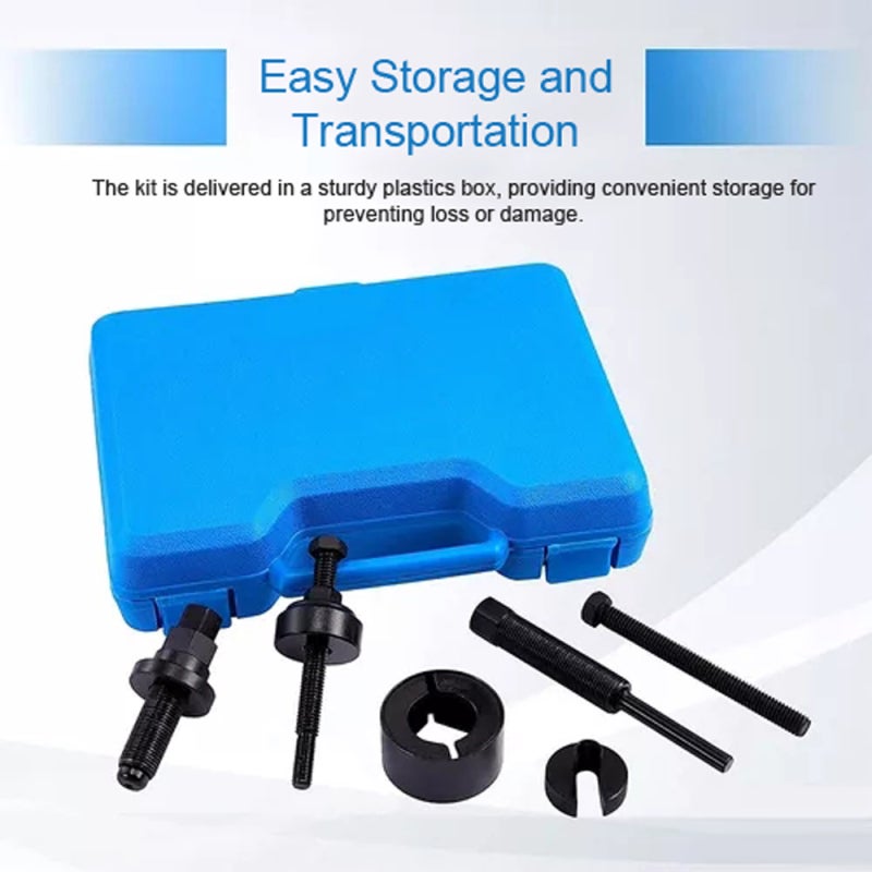 Power Steering Pulley Puller Installer: 45# Carbon Steel Black Oxide Tool Kit, Comprehensive 9-Piece Set with Storage Box - Versatile Size Compatibility for Professional Mechanics, DIY Enthusiasts and - Image 2