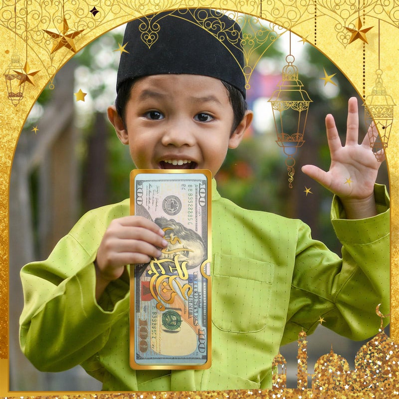 SilTriangle 6 Pcs Eid Mubarak Money Envelopes 6.73 x 2.75 Inch Cash Gift Card Holders Eid Gifts for Him Ramadan Pocket Gift Envelopes for Money Holiday Party Supplies Celebrations Decorations - Image 5