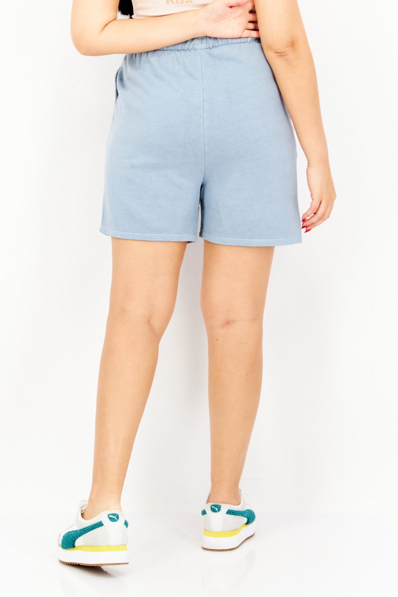GUESS Women Embroidered Logo Drawstring Basic Shorts, Blue - Image 2