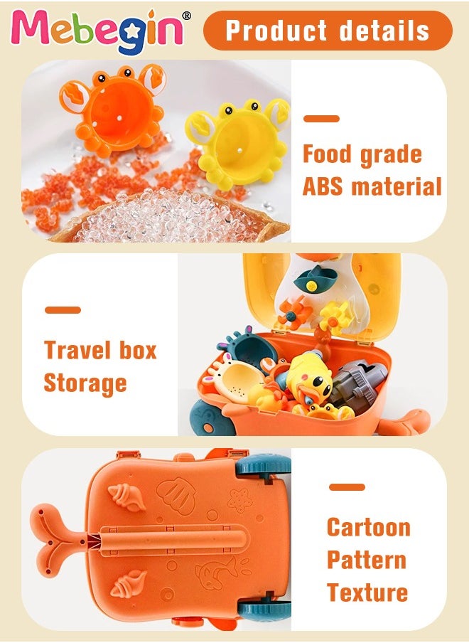 MEBEGIN - 7 Pieces Beach Toys Set with Trolley Case and Sea Animal Molds, Creative Bath Toys Set, Convenient To Carry, Colorful Sand Toys, Suitable for Beach, Bathing, Swimming Parties, Garden Planting - Image 1
