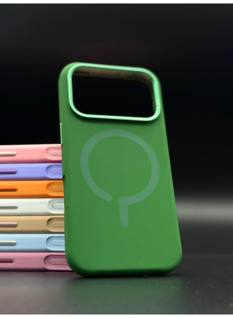 general Premium Silicone MagSafe Case for iPhone 17 Pro Max – Slim, Shockproof, Magnetic Wireless Charging Compatible Protective Cover (Green) - Image 3