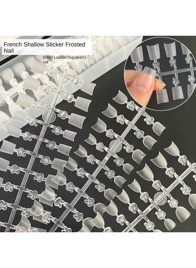 Bluejw Japanese Ultra-thin Non-marking Non-grinding French Shallow Nail Patch Short Trapezoidal Double-sided Frosted Non-marking Nail Extension Patch  - Image 3