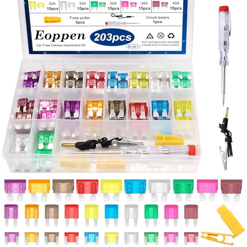 Eoppen Car Fuses Assortment Kit with Fuse Puller and Circuit Tester - Standard & Mini & Low Profile Mini Fuse Kit (3A 5A 7.5A 10A 15A 20A 25A 30A 35A 40A) - Image 1