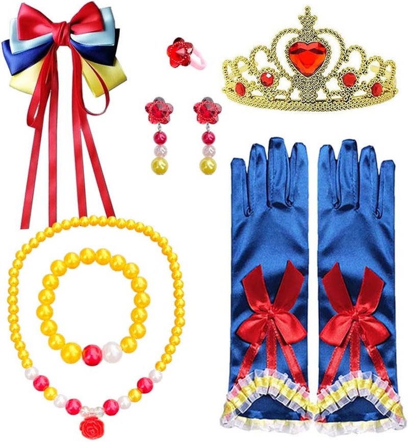 Yosbabe Princess Snow White Costume Dress up Accessories for Girls Princess Snow White Cosplay Party Favors Christmas Gifts Set Including Crown Hair Bow Gloves Accessories - Image 1