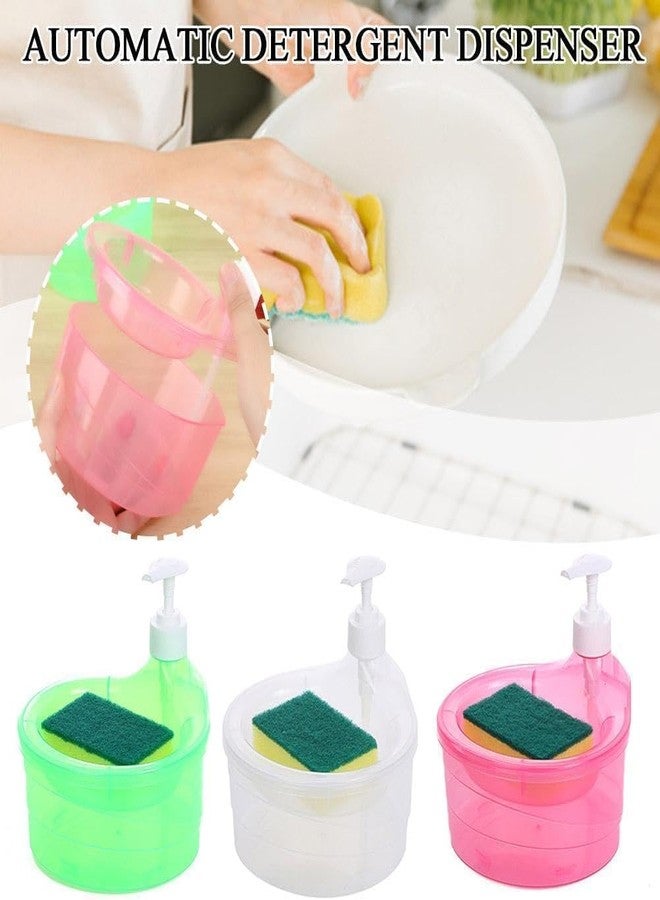 ABUDIT Double Layer Soap Dispenser for Bathroom Accessories Dishwasher Liquid Holder Liquid Dispenser Pump with Sponge Holder Kitchen Sink Accessories Items(Multi Colour) Plastic - Image 5