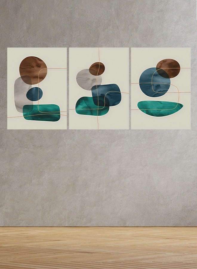 Marktna Set Of 3 Framed Canvas Wall Arts Stretched Over Wooden Frame with an Abstract Design - Image 1