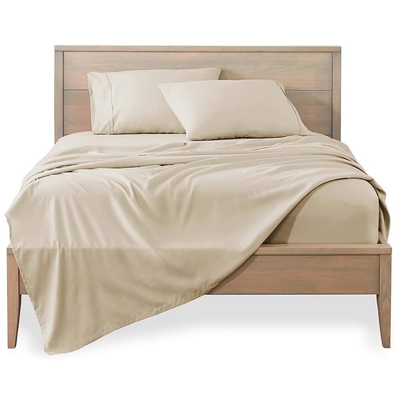 HOME SHEETS Queen Plain Sateen 500 TC 100 Cotton Queen Size 90 X 102 inch Bedsheet with 18 X 28 inch 2 Pillow Covers Queen Size Ivory Solid - Image 1