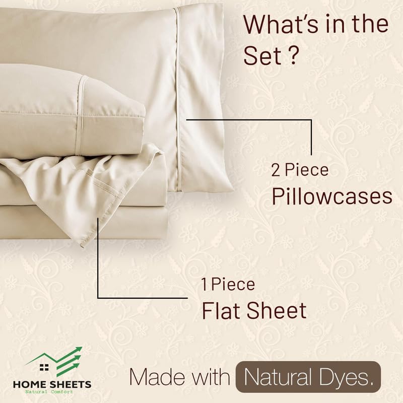 HOME SHEETS Queen Plain Sateen 500 TC 100 Cotton Queen Size 90 X 102 inch Bedsheet with 18 X 28 inch 2 Pillow Covers Queen Size Ivory Solid - Image 5