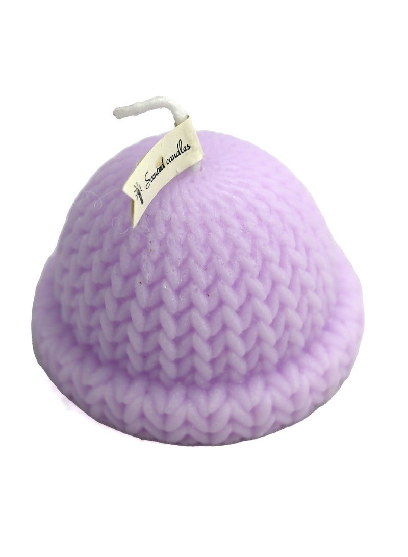 Beanie Hat Shaped Scented Candle Lavender / Aromatherapy Candle Scented for Home, Office, Living Room / Meditation candles/ Home Decoration Scented Candles/ Floral Scented Candles Gift (Purple) 