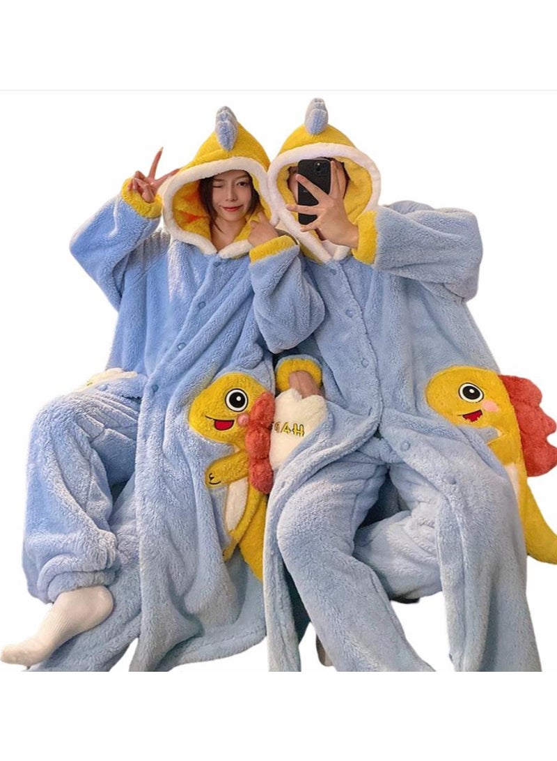 KUYING Velvet and Thickened Nightgown Cute Cartoon Home Fur Set