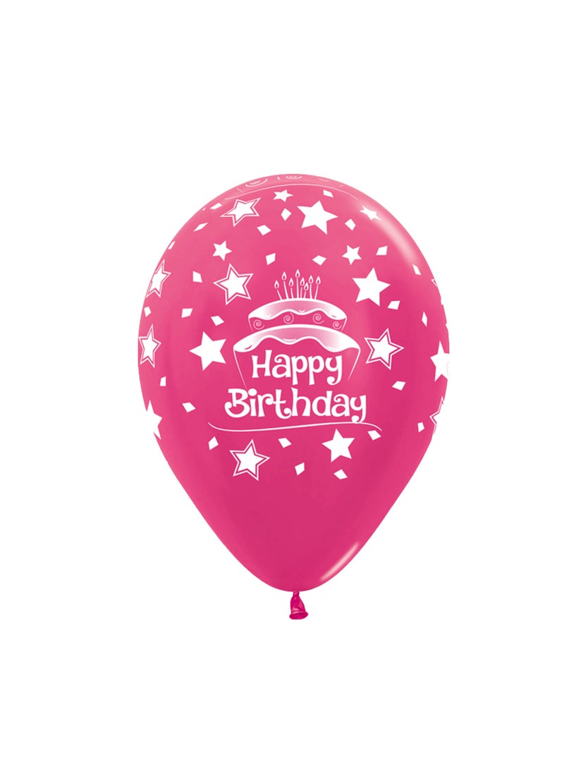 Sempertex 50 pcs 12'' Round Balloon Metallic Assorted Happy Birthday Cake Latex Balloons - Image 1