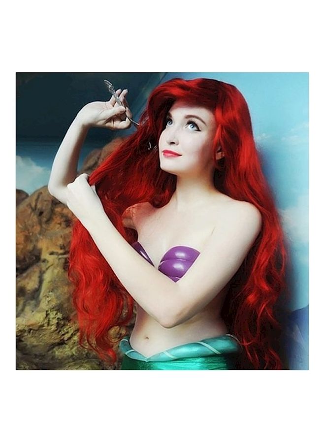 NIBEMINENT The Little Mermaid Alice Princess Long Hair Extension Wig Red - Image 2