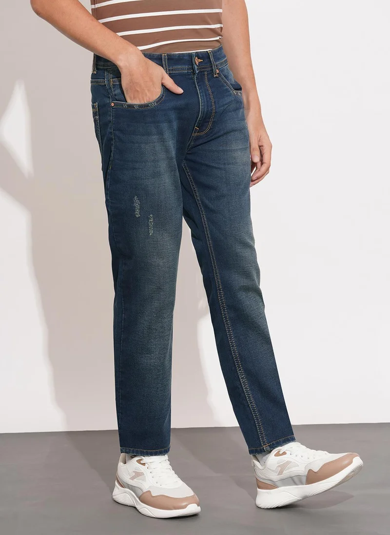 Being Human DARK TONE Men Slim Fit Mid-Rise Mildly Distressed Light Fade Jeans for Men | Best Price UAE
