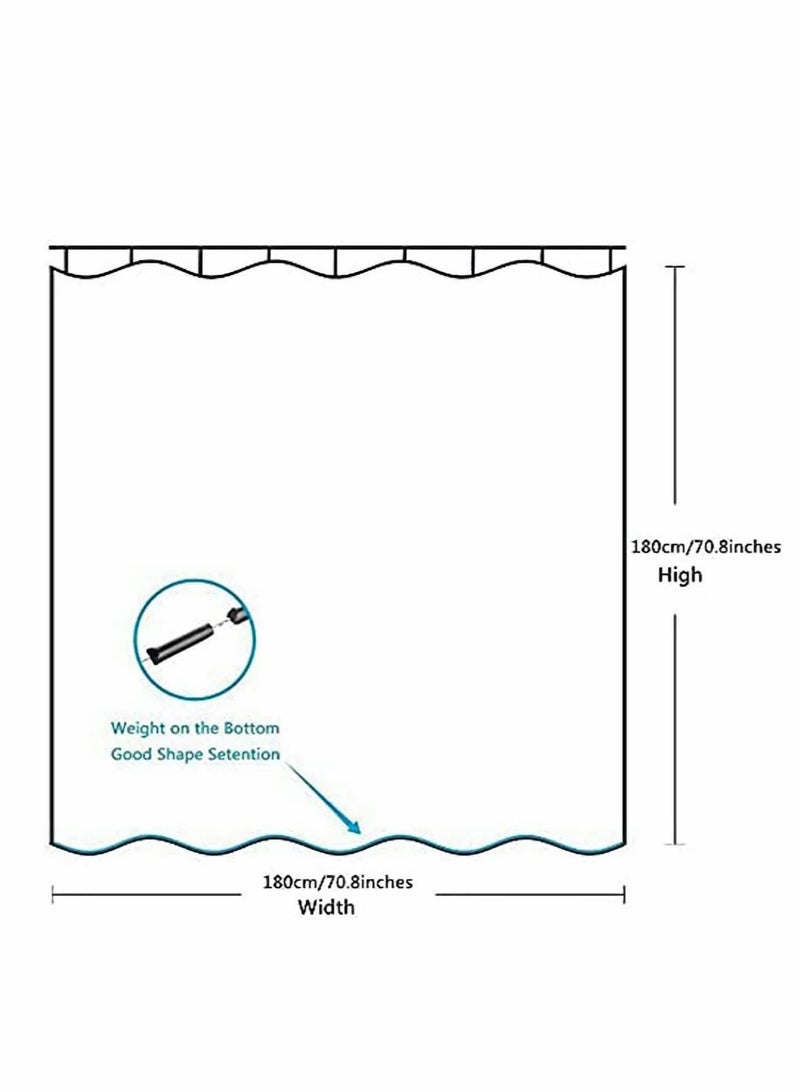 Excefore Floral Shower Curtain with 12 Hooks Pink Flowers Green Leaves Shower Curtain Set for Bathroom, Watercolor Boho Bath Curtain Set, Waterproof Fabric Shower Curtain - Image 5