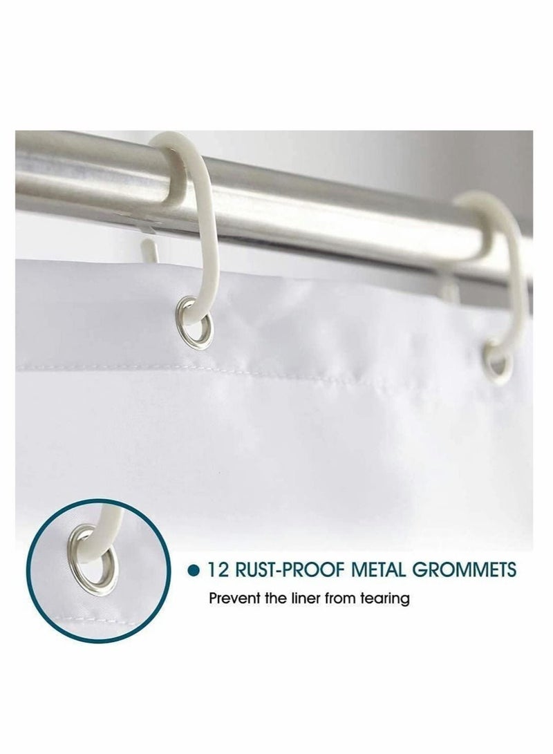 Excefore Floral Shower Curtain with 12 Hooks Pink Flowers Green Leaves Shower Curtain Set for Bathroom, Watercolor Boho Bath Curtain Set, Waterproof Fabric Shower Curtain - Image 3