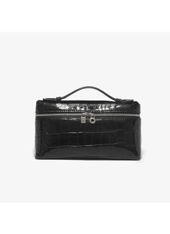 Black crocodile pattern first layer cowhide