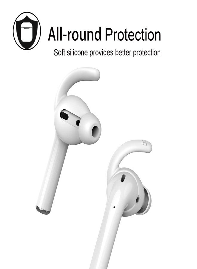 REEYEAR Anti-Slip Earhooks Soft Silicone Skin Compatible with Apple Airpods 2 & 1 Lightweight Sound Quality Enhancement for Headphones Outdoor Activities in-Ear EarHook 2 Pairs White - Image 4