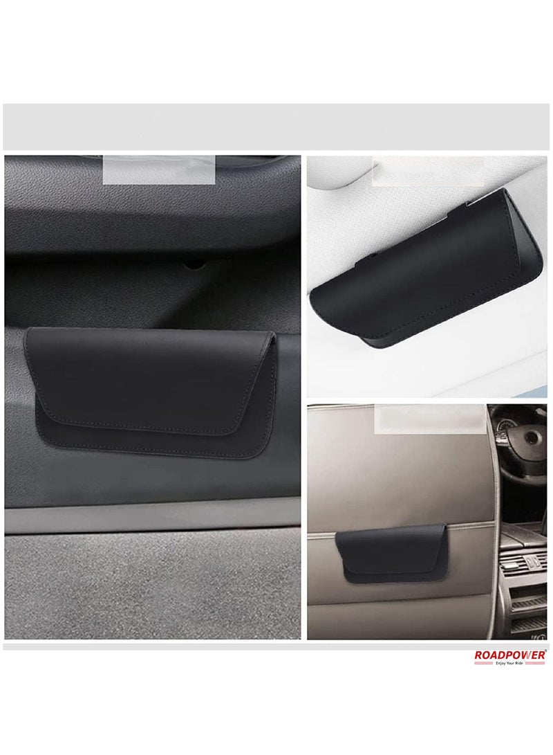 RoadPower Sunglasses Holder For Car Case Leather Glasses Clip Holder For Sun Visor Black - Image 4