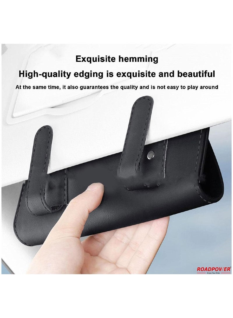 RoadPower Sunglasses Holder For Car Case Leather Glasses Clip Holder For Sun Visor Black - Image 3