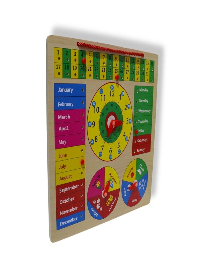 Kafron Wooden Calendar & Clock Educational Learning Board for Kids 12x12 Inches Multifunctional Daily Routine Board with Date, Month, Day, Season & Weather | Learning Toy for Toddlers - Image 5