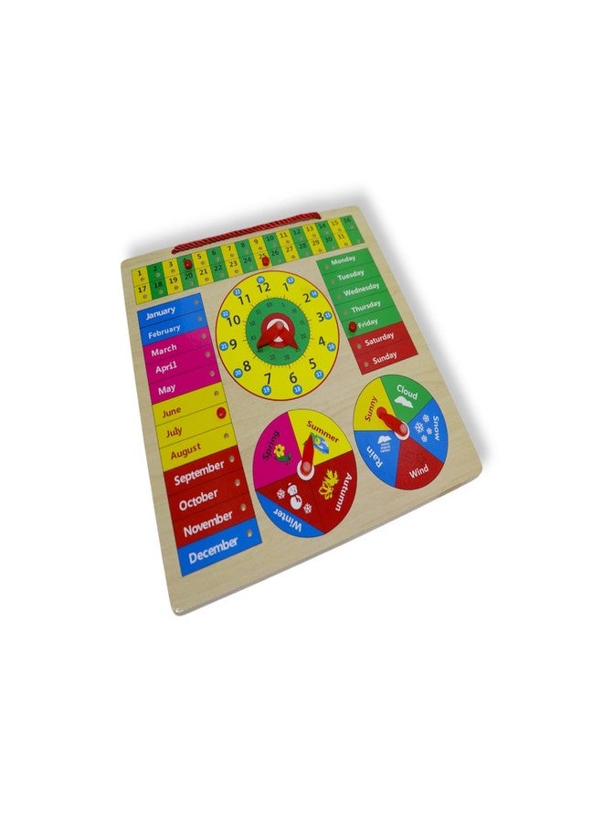 Kafron Wooden Calendar & Clock Educational Learning Board for Kids 12x12 Inches Multifunctional Daily Routine Board with Date, Month, Day, Season & Weather | Learning Toy for Toddlers - Image 2