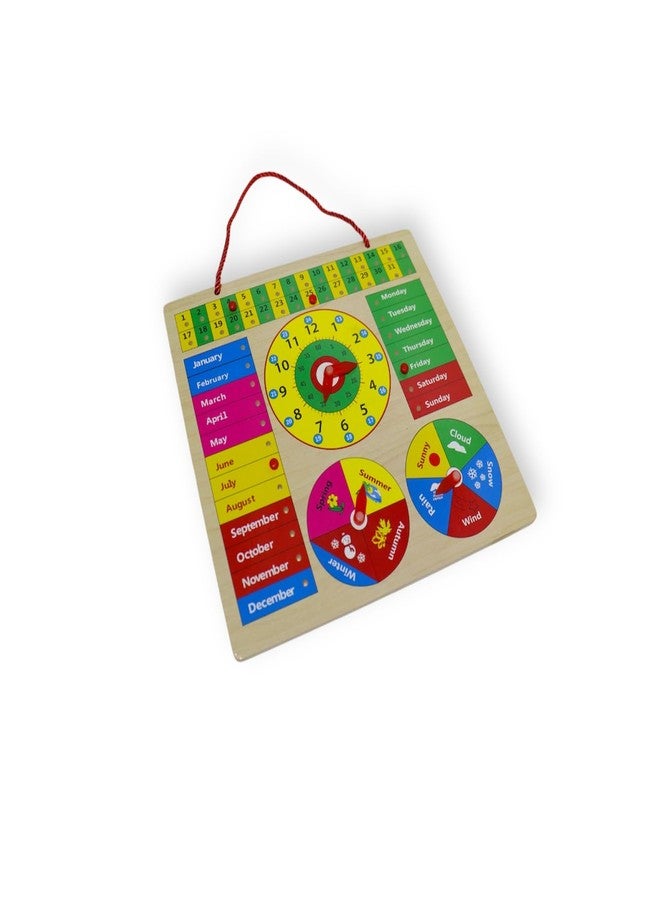 Kafron Wooden Calendar & Clock Educational Learning Board for Kids 12x12 Inches Multifunctional Daily Routine Board with Date, Month, Day, Season & Weather | Learning Toy for Toddlers - Image 3