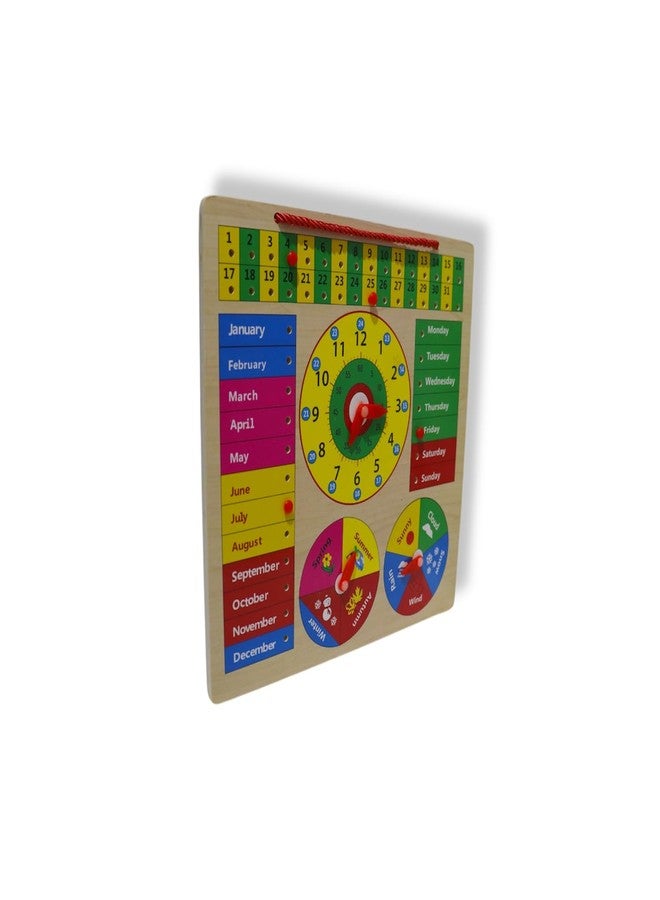 Kafron Wooden Calendar & Clock Educational Learning Board for Kids 12x12 Inches Multifunctional Daily Routine Board with Date, Month, Day, Season & Weather | Learning Toy for Toddlers - Image 4