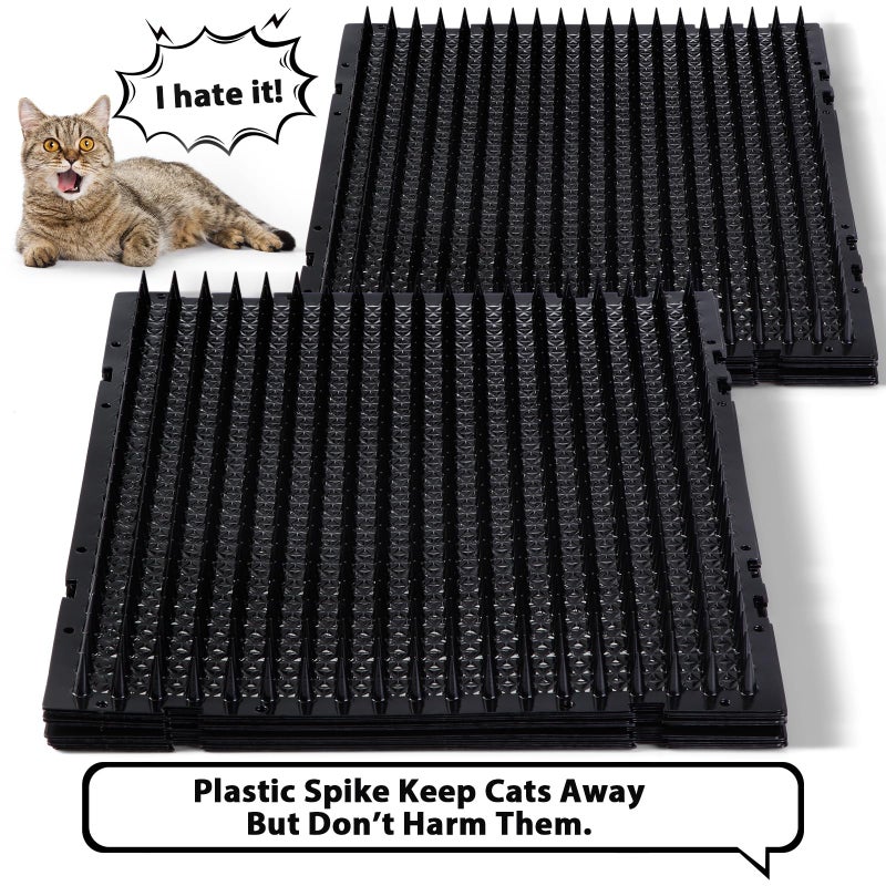 Nuanchu 16 Pack Cat Repellent Outdoor Mat Cats Dogs Plastic Bendable Spiked Deterrent Training Repellent PET Mats with Spikes for Indoor Outdoor Supplies, 18.3 Square Feet, 16 x 13 Inch(Black) - Image 2