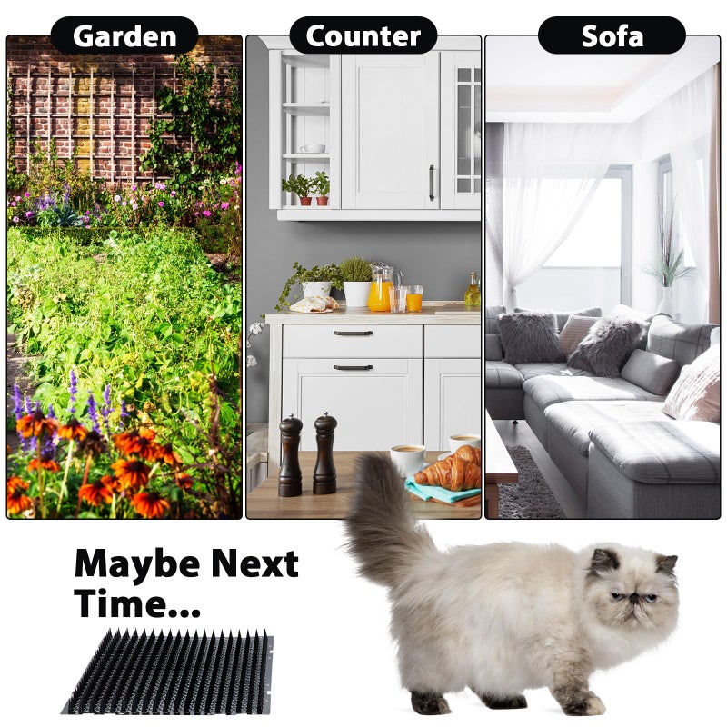 Nuanchu 16 Pack Cat Repellent Outdoor Mat Cats Dogs Plastic Bendable Spiked Deterrent Training Repellent PET Mats with Spikes for Indoor Outdoor Supplies, 18.3 Square Feet, 16 x 13 Inch(Black) - Image 3