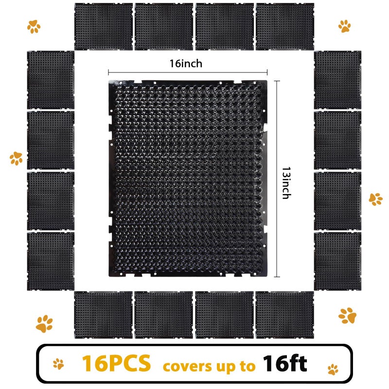 Nuanchu 16 Pack Cat Repellent Outdoor Mat Cats Dogs Plastic Bendable Spiked Deterrent Training Repellent PET Mats with Spikes for Indoor Outdoor Supplies, 18.3 Square Feet, 16 x 13 Inch(Black) - Image 4
