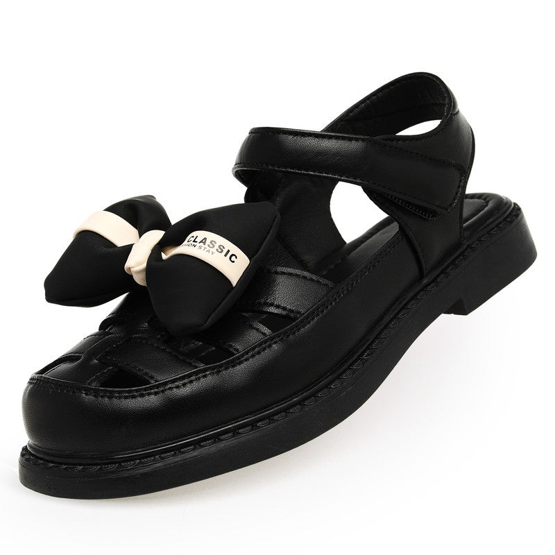 Lucky Kids Girls Bow Tie Flat Sandals Closed Toe Sandals with Adjustable Straps for Little/Big Kids - Image 1