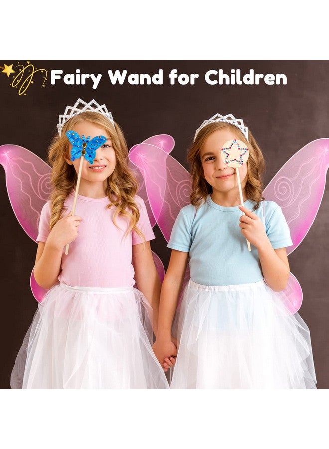 Pllieay Princess Fairy Wands Kit Include 18 Pieces 6 Styles Unfinished Wooden Princess Wand And 4 Gem Stickers Princess Art Magical Show For Party Supplies - Image 5