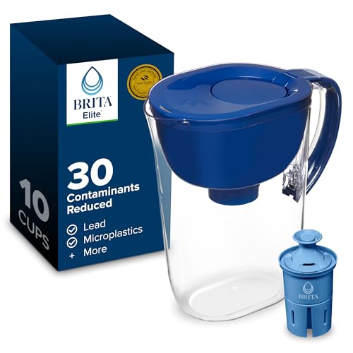 Brita Everyday Elite Water Filter Pitcher Removes 99 of Lead Includes 1 Filter 10Cup Capacity Blue - Image 1